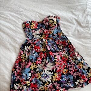 Derek Heart Black Multi Floral Strapless Dress